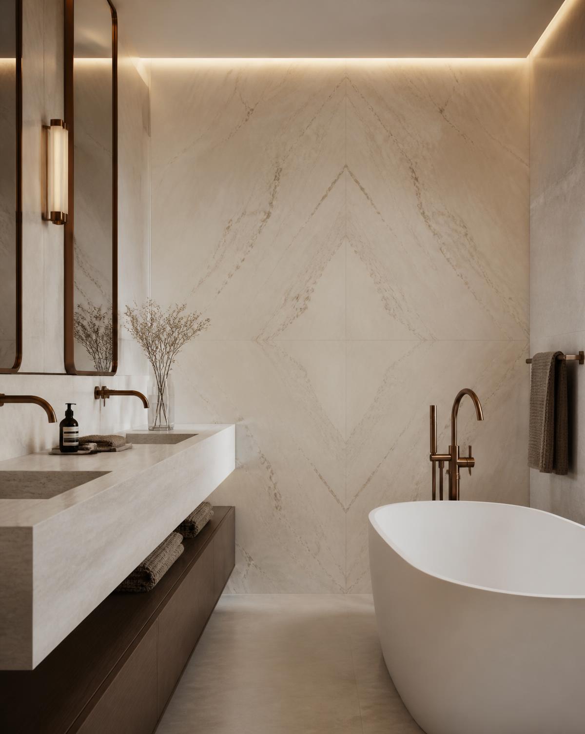Concept image of a stone-lined bathroom in an Sunset residence